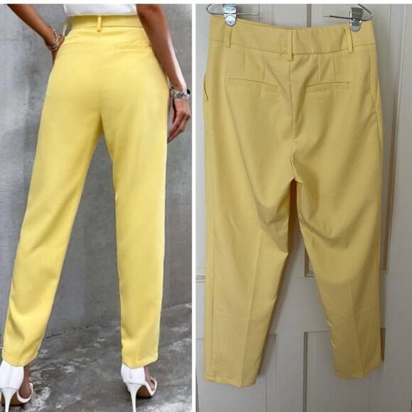 Shein yellow belted pants size large - Picture 2 of 4